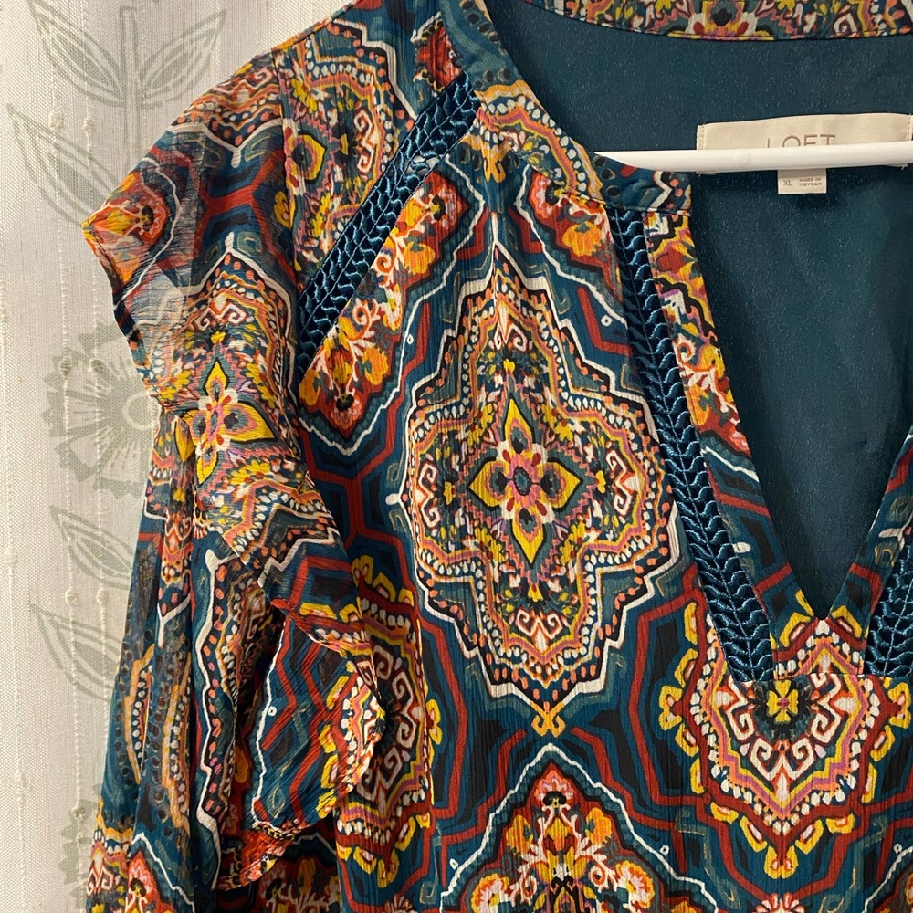 Loft Bohemian Print Maxi Dress XL - Picture 3 of 16